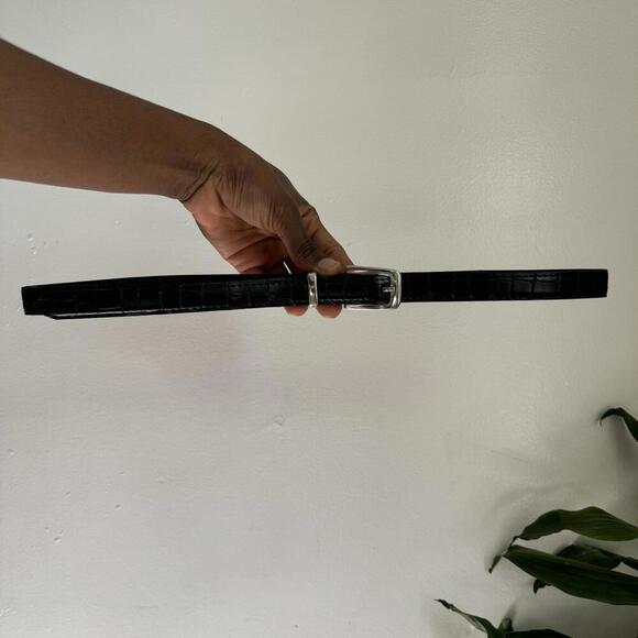 Vintage Black Faux Croco Minimalistic  mini belt size‎ 33 - Picture 3 of 4